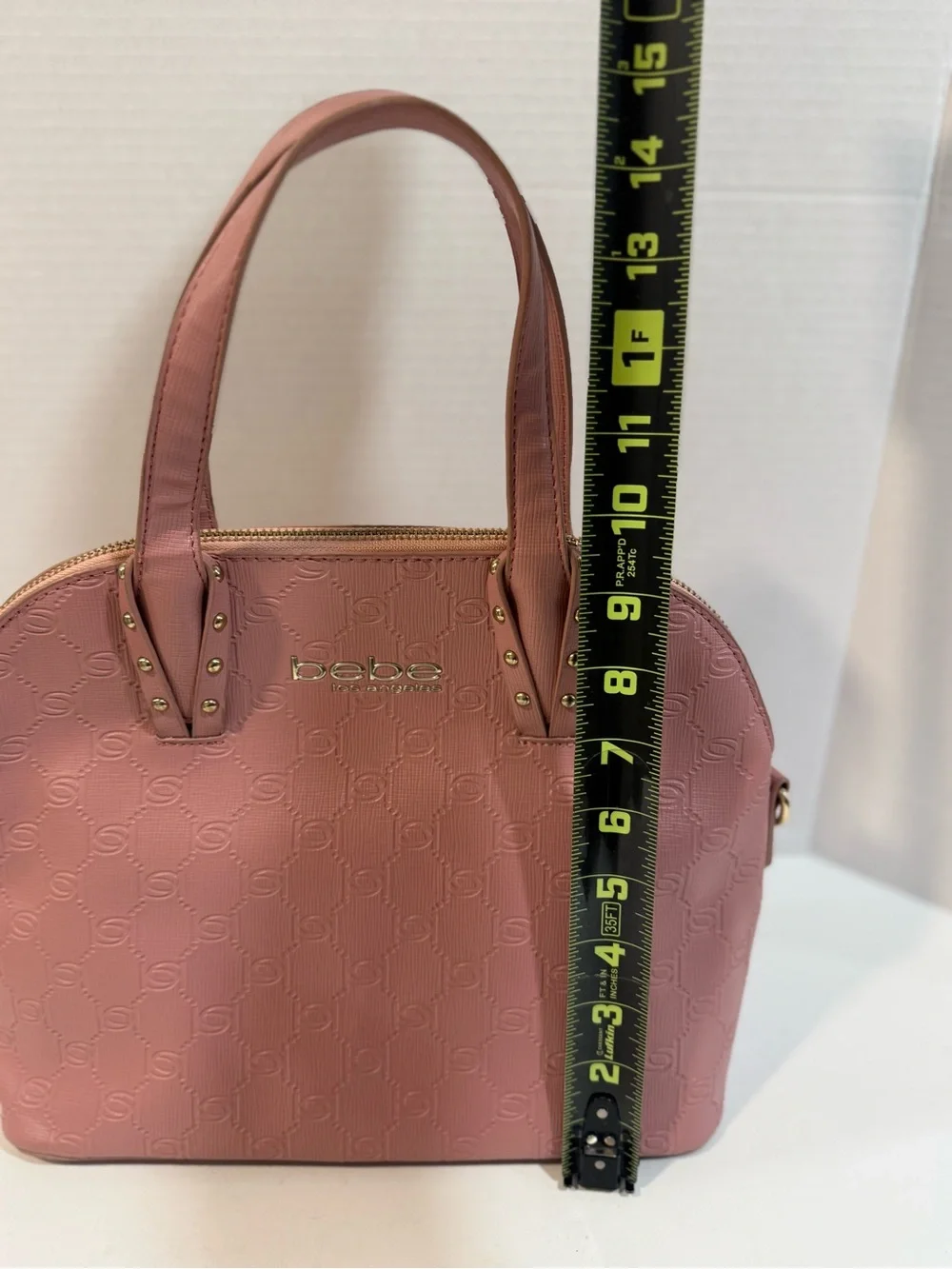Bebe Dusty Rose Pink Faux Leather Dome Satchel Handbag
